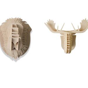 Feltor Felt3D Deer Head Wall Decor OR Lion Faux Taxidermy Lion Head  New wooden